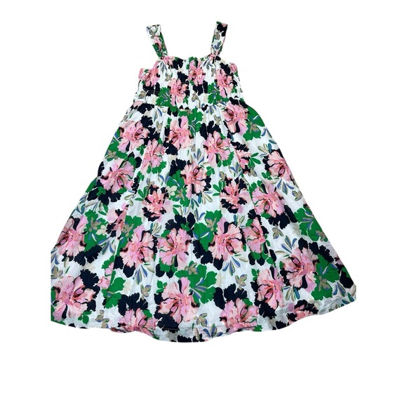 Tommy Hilfiger Floral Sleeveless Smocked Midi Dress Size 14 Summer Spring